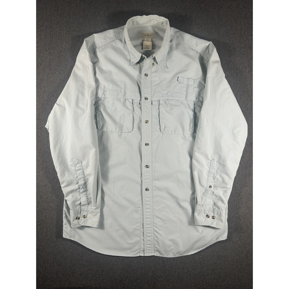 L.L.Bean Men's TropicwearLong-Sleeve VentedFishing Shirt Light Blue